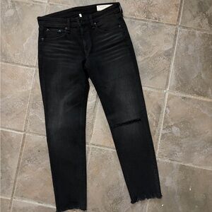 rag & bone Black Distressed Ankle Jeans